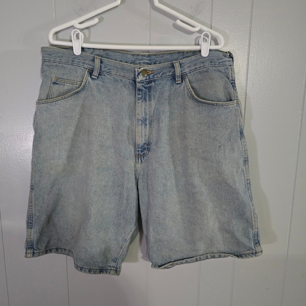 Wrangler Denim Shorts Mens 38 Light Wash Good‎ Relaxed Fit Cotton 5-Pocket